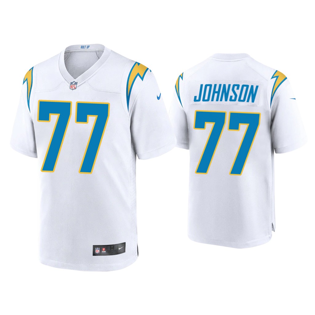 Los Angeles Chargers #77 Zion Johnson White Game 2022 NFL Draft Jersey Los Angeles Chargers #77 Zion Johnson White Game 2022 NFL Draft Jersey