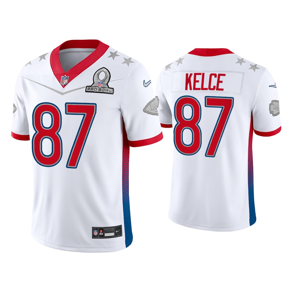 Kansas City Chiefs #87 Travis Kelce White Game 2022 AFC Pro Bowl Jersey