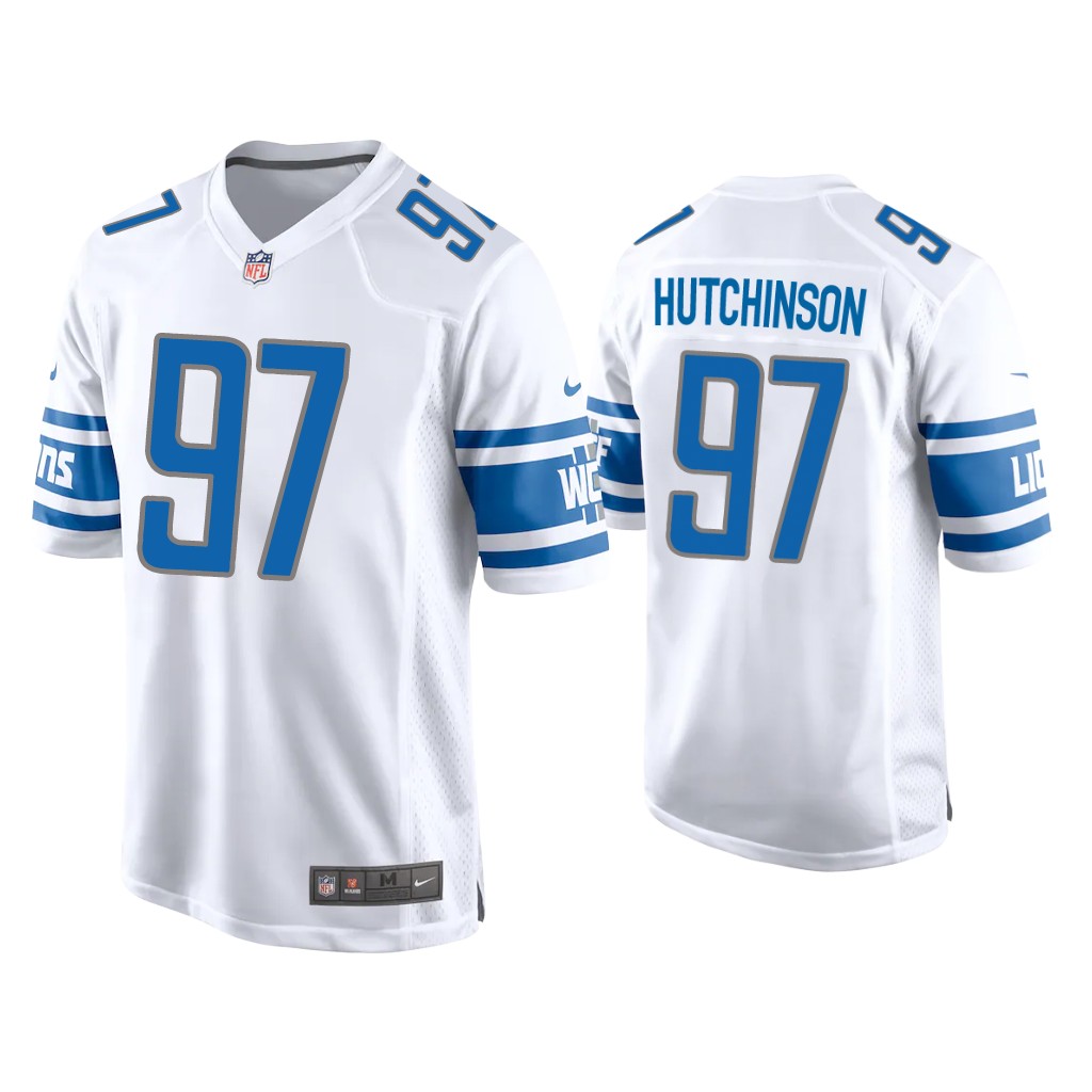 Detroit Lions #97 Aidan Hutchinson White Game 2022 NFL Draft Jersey