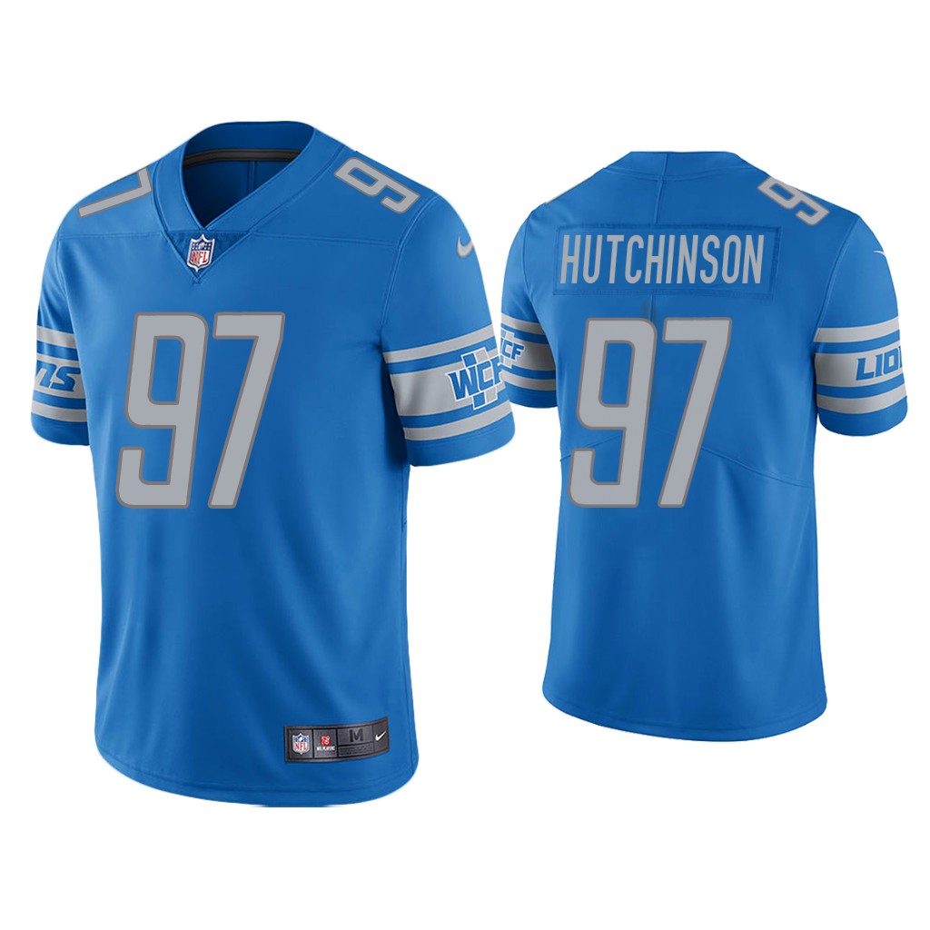 Detroit Lions #97 Aidan Hutchinson Light Blue Vapor Limited 2022 NFL Draft Jersey Detroit Lions #97 Aidan Hutchinson Light Blue Vapor Limited 2022 NFL Draft Jersey