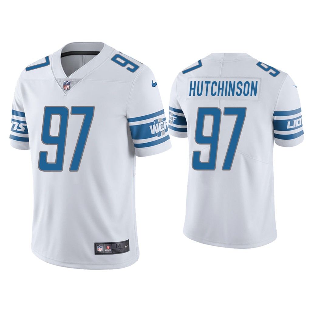Detroit Lions #97 Aidan Hutchinson White Vapor Limited 2022 NFL Draft Jersey Detroit Lions #97 Aidan Hutchinson White Vapor Limited 2022 NFL Draft Jersey