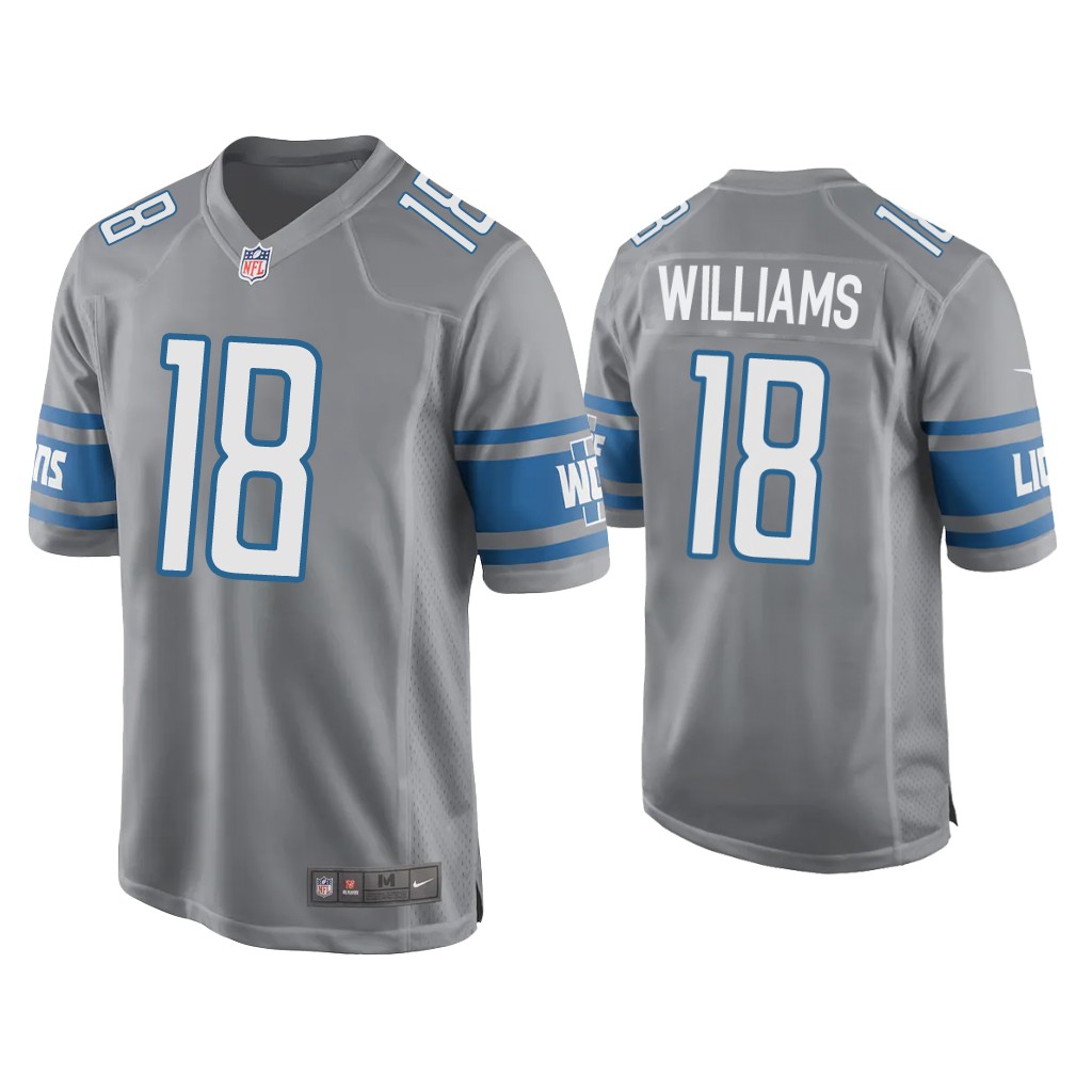 Detroit Lions #18 Jameson Williams Silver Game 2022 NFL Draft Jersey Detroit Lions #18 Jameson Williams Silver Game 2022 NFL Draft Jersey