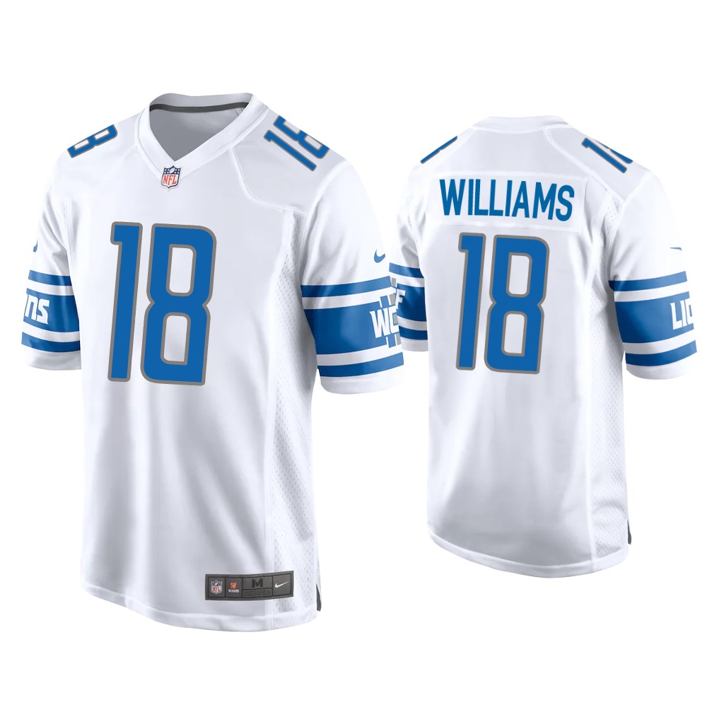 Detroit Lions #18 Jameson Williams White Game 2022 NFL Draft Jersey Detroit Lions #18 Jameson Williams White Game 2022 NFL Draft Jersey