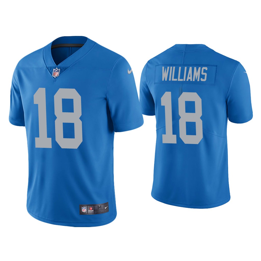 Detroit Lions #18 Jameson Williams Blue Vapor Limited 2022 NFL Draft Jersey