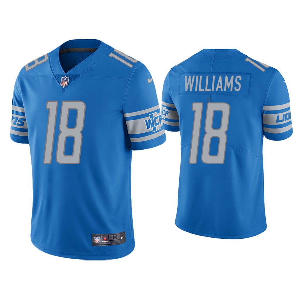 Detroit Lions #18 Jameson Williams Light Blue Vapor Limited 2022 NFL Draft Jersey
