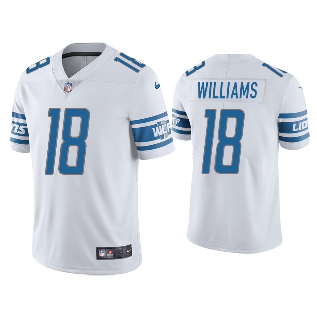 Detroit Lions #18 Jameson Williams White Vapor Limited 2022 NFL Draft Jersey