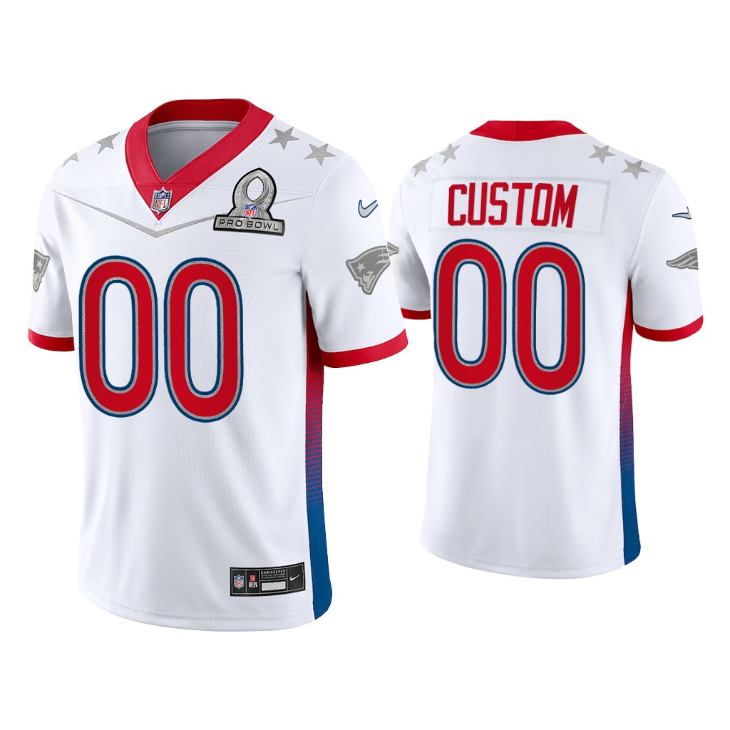 New England Patriots #00 Custom White Game 2022 AFC Pro Bowl Jersey
