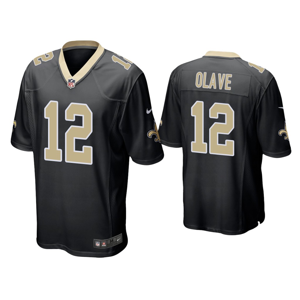 New Orleans Saints #12 Chris Olave Black Game 2022 NFL Draft Jersey