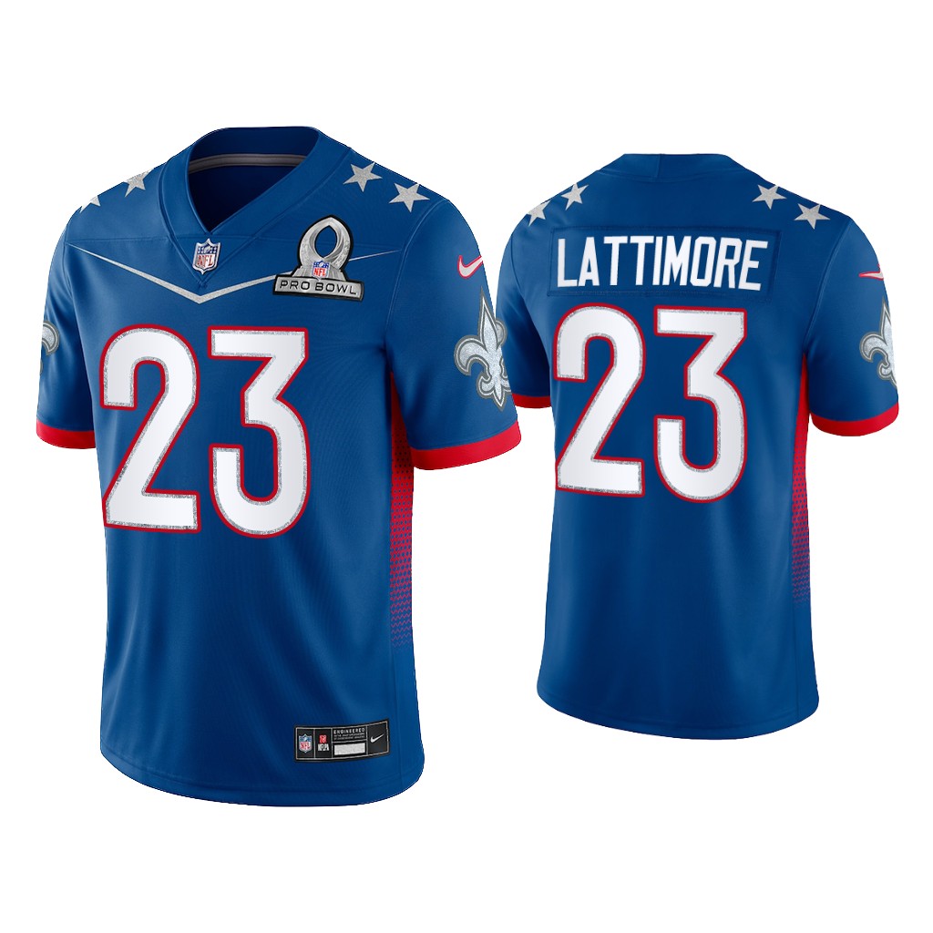 New Orleans Saints #23 Marshon Lattimore Royal Game 2022 NFC Pro Bowl Jersey