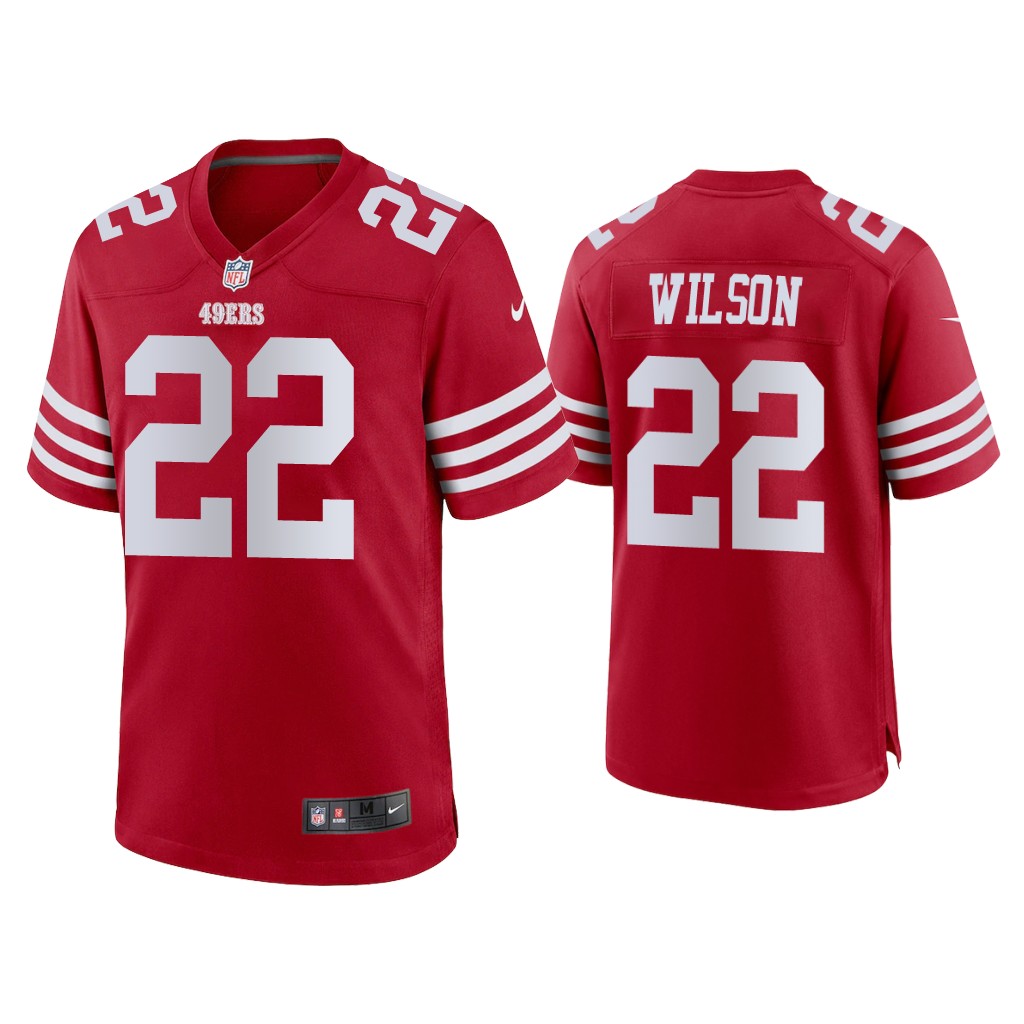 San Francisco 49ers #22 Jeff Wilson Scarlet 2022-23 Game Jersey San Francisco 49ers #22 Jeff Wilson Scarlet 2022-23 Game Jersey