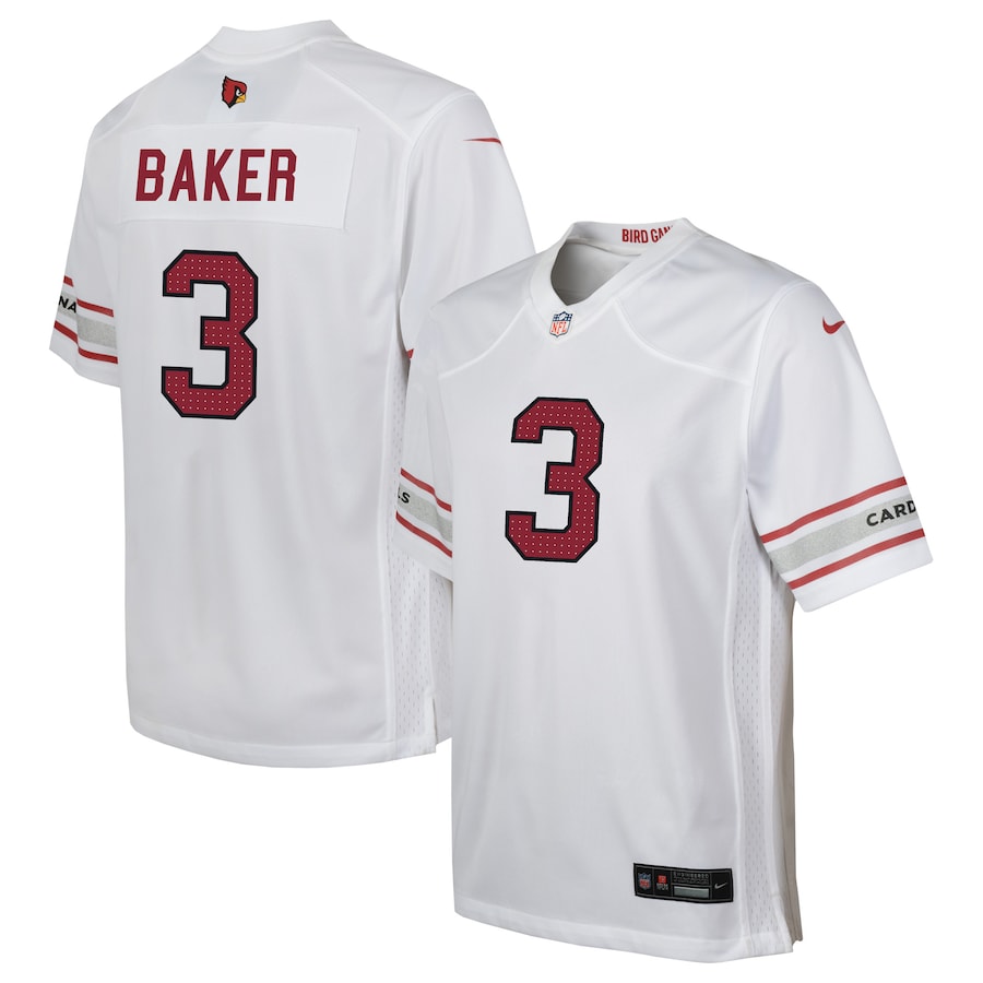 Youth - Arizona Cardinals Nike Game Road White - Budda Baker Jersey Youth - Arizona Cardinals Nike Game Road White - Budda Baker Jersey