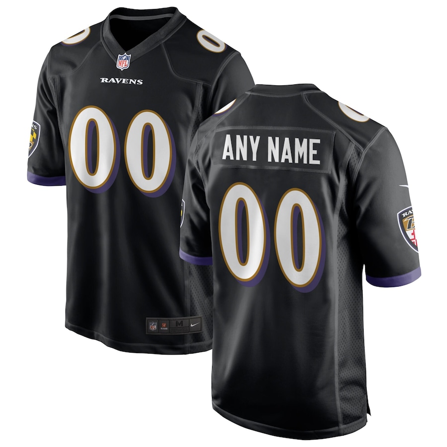 Men's - Baltimore Ravens Nike Game Alternate Tough Black - Custom Jersey