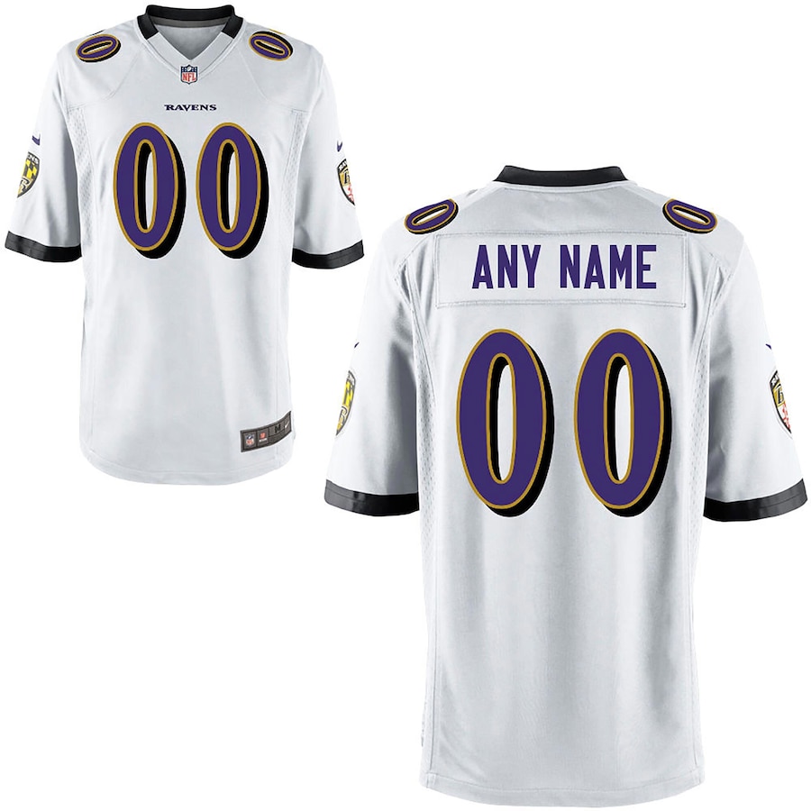 Men's - Baltimore Ravens Nike Game Road White - Custom Jersey