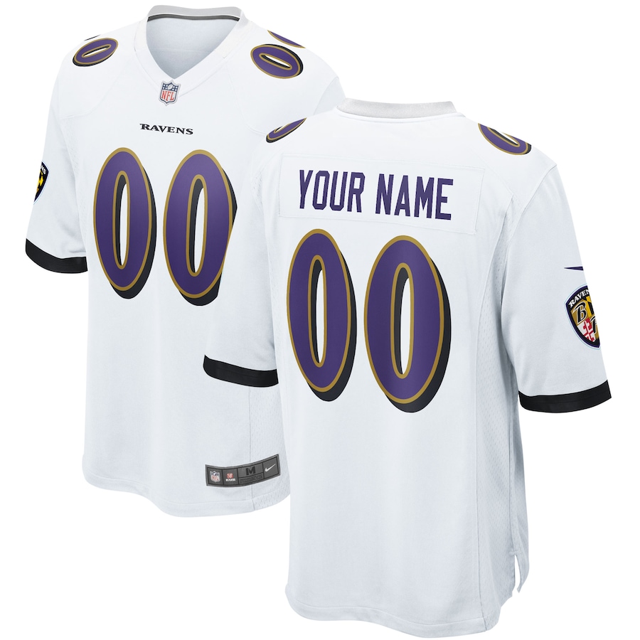 Youth - Baltimore Ravens Road Game Custom Jersey