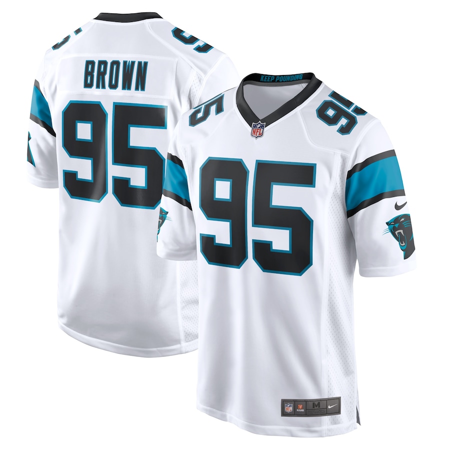 Youth - Carolina Panthers Nike Game Road White - Derrick Brown Jersey