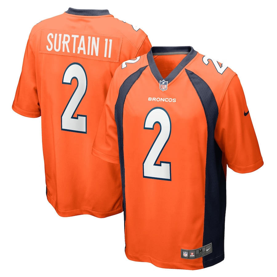 Men's - Denver Broncos Nike Home Game Orange - Patrick Surtain II Jersey