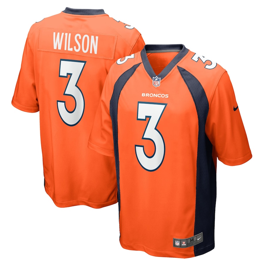 Men's - Denver Broncos Nike Home Game Orange - Russell Wilson Jersey
