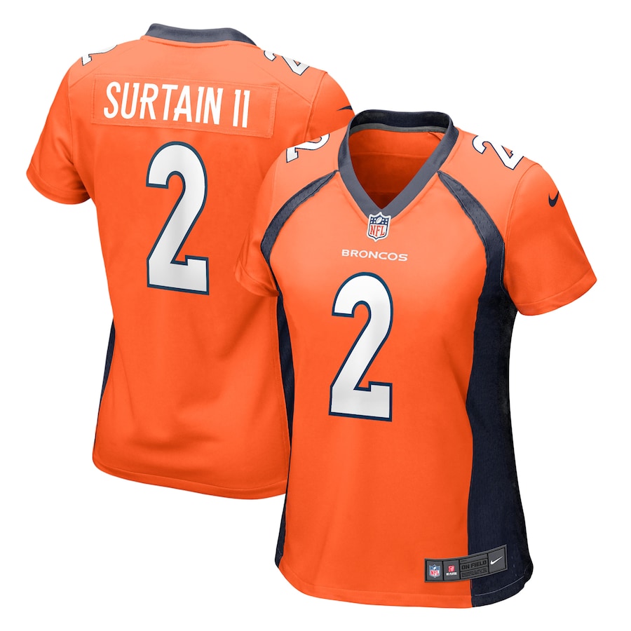 Women's - Denver Broncos Nike Home Game Team Colour Orange - Pat Surtain II Jersey Women's - Denver Broncos Nike Home Game Team Colour Orange - Pat Surtain II Jersey