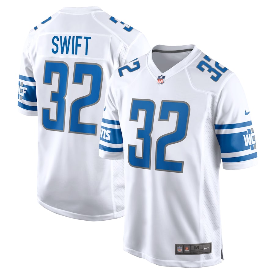 Youth - Detroit Lions Nike Road Game White - D'Andre Swift Jersey