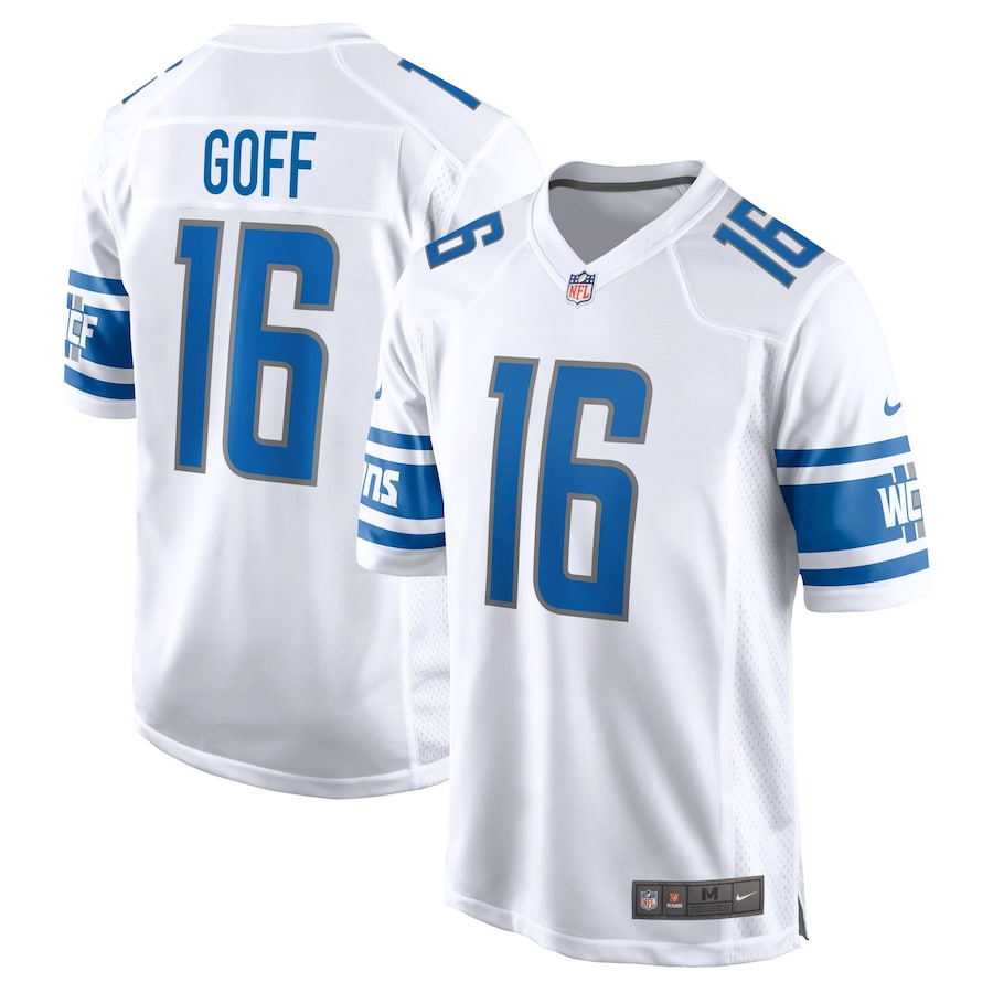 Youth - Detroit Lions Nike Road Game White - Jared Goff Jersey
