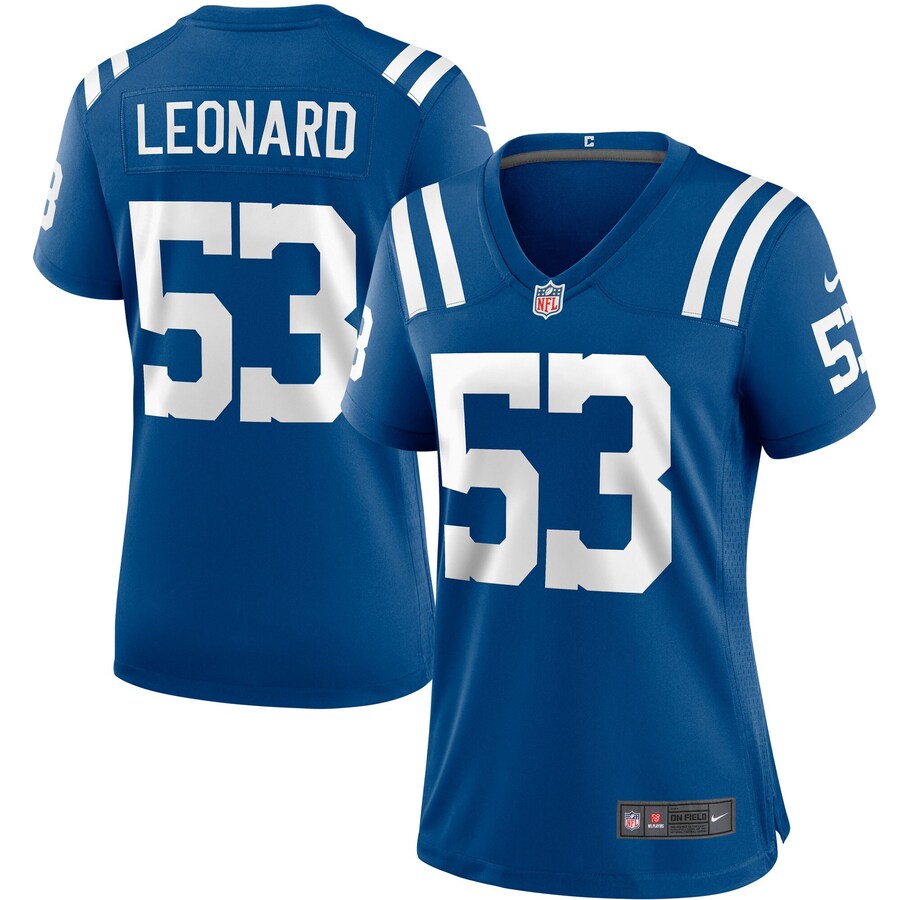 Women's - Indianapolis Colts Nike Game Team Colour Gym Blue - Darius Leonard Jersey