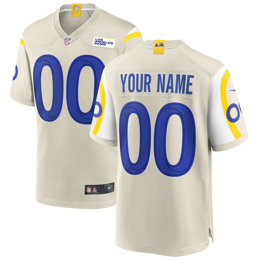 Men's - Los Angeles Rams Nike Game Road Light Bone - Custom Jersey