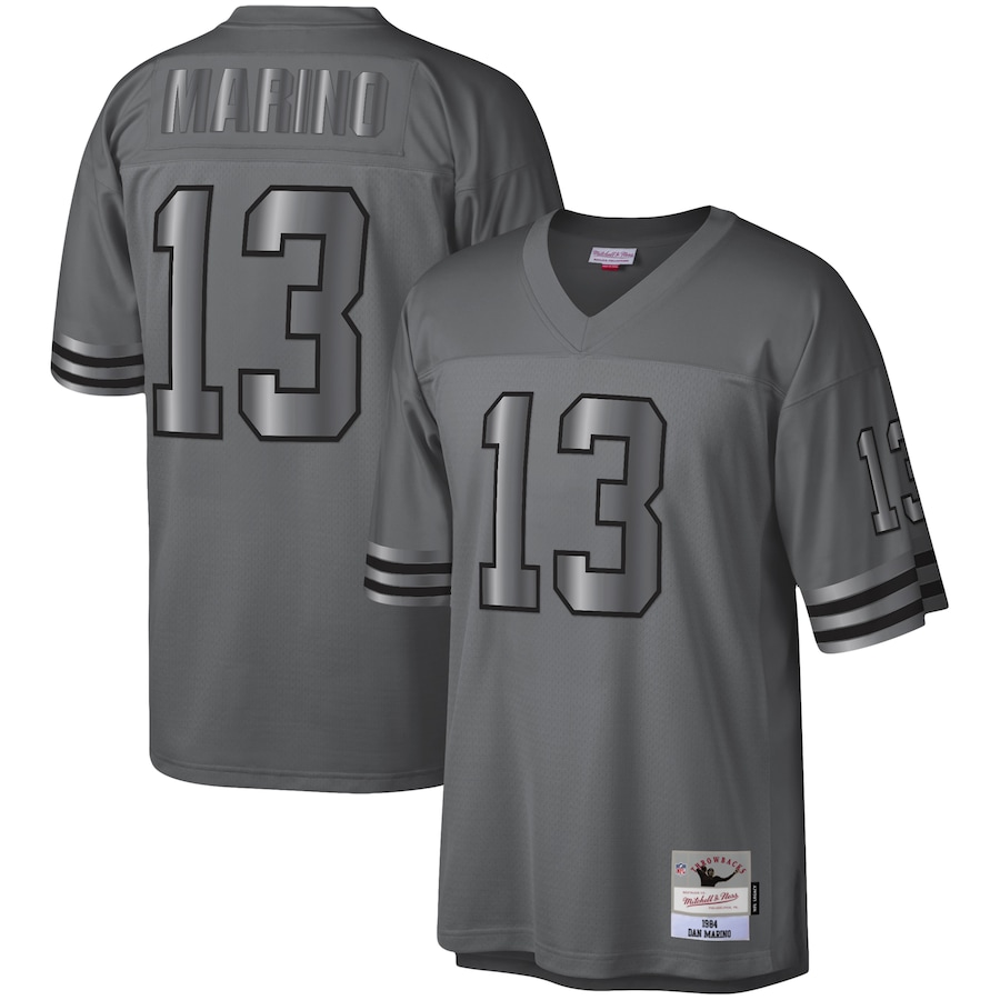Men's - Mitchell & Ness Dan Marino Charcoal Miami Dolphins 1984 Retired Player Metal Legacy Jersey Men's - Mitchell & Ness Dan Marino Charcoal Miami Dolphins 1984 Retired Player Metal Legacy Jersey