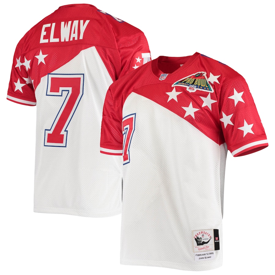 Men's - Mitchell & Ness John Elway White/Red AFC 1994 Pro Bowl Authentic Jersey
