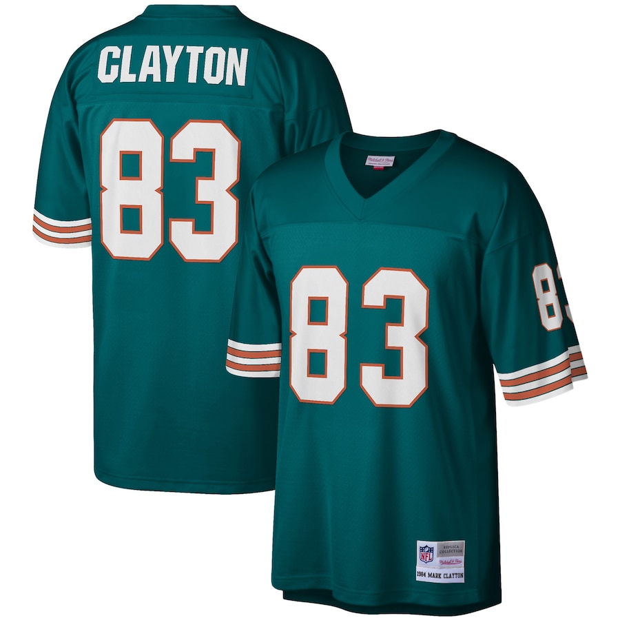Men's - Mitchell & Ness Mark Clayton Aqua Miami Dolphins Legacy Replica Jersey Men's - Mitchell & Ness Mark Clayton Aqua Miami Dolphins Legacy Replica Jersey