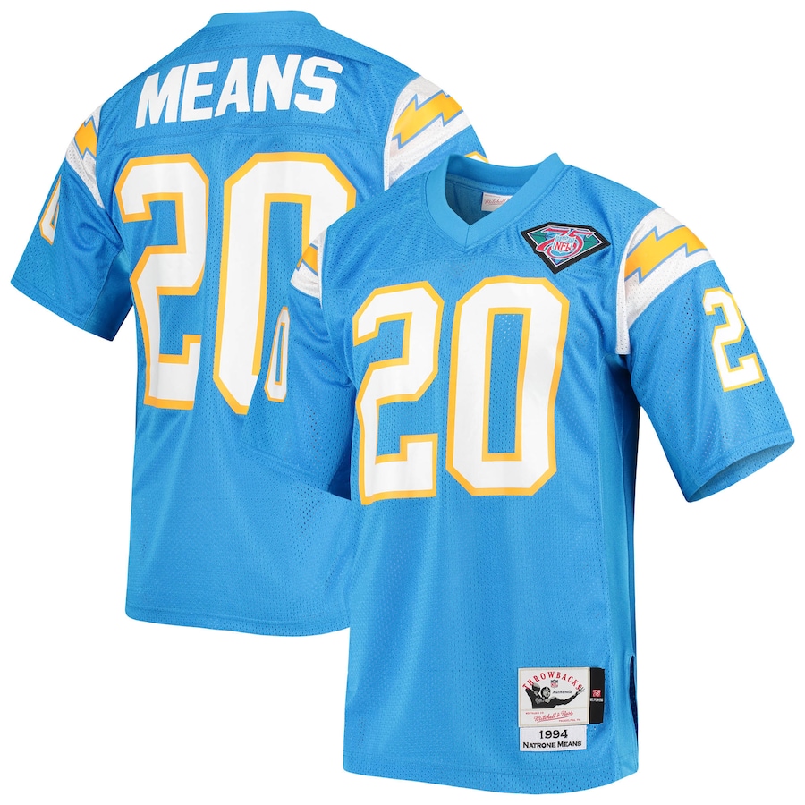 Men's - Mitchell & Ness Natrone Means Powder Blue Los Angeles Chargers Authentic Retired Player Jersey Men's - Mitchell & Ness Natrone Means Powder Blue Los Angeles Chargers Authentic Retired Player Jersey