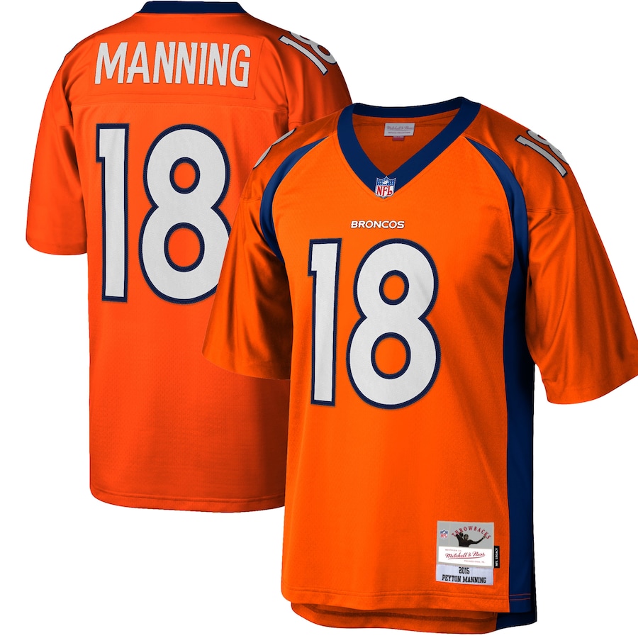Men's - Mitchell & Ness Peyton Manning Orange Denver Broncos Big & Tall 2015 Retired Player Replica Jersey