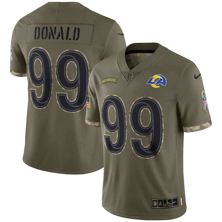 Men's - Nike Aaron Donald Olive Los Angeles Rams 2022 Salute To Service Limited Jersey