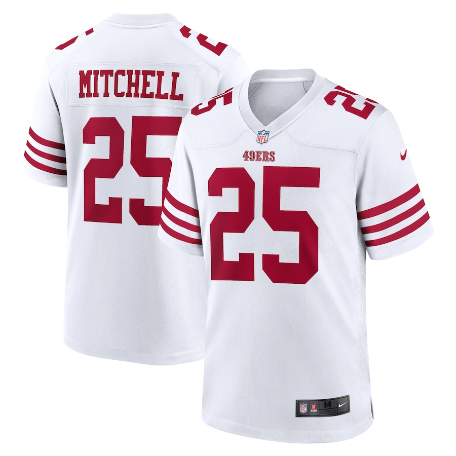 Men's - Nike Elijah Mitchell White San Francisco 49ers Player Game Jersey Men's - Nike Elijah Mitchell White San Francisco 49ers Player Game Jersey