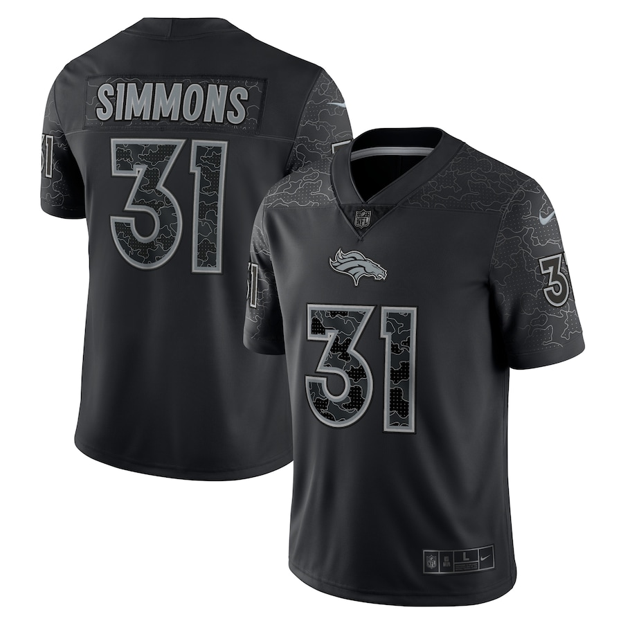 Men's - Nike Justin Simmons Black Denver Broncos RFLCTV Limited Jersey