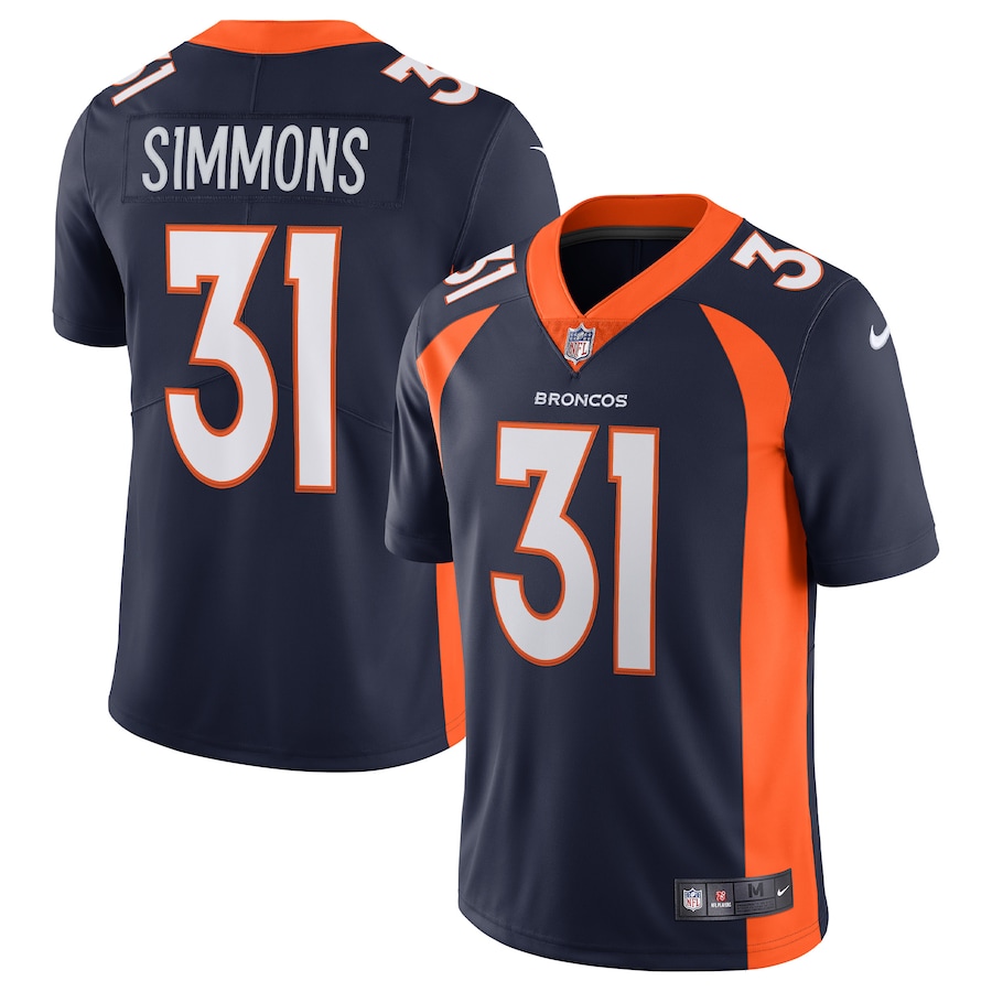 Men's - Nike Justin Simmons Navy Denver Broncos Alternate Vapor Limited Jersey
