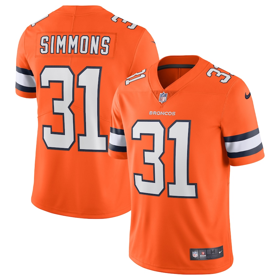 Men's - Nike Justin Simmons Orange Denver Broncos Alternate Vapor Limited Jersey