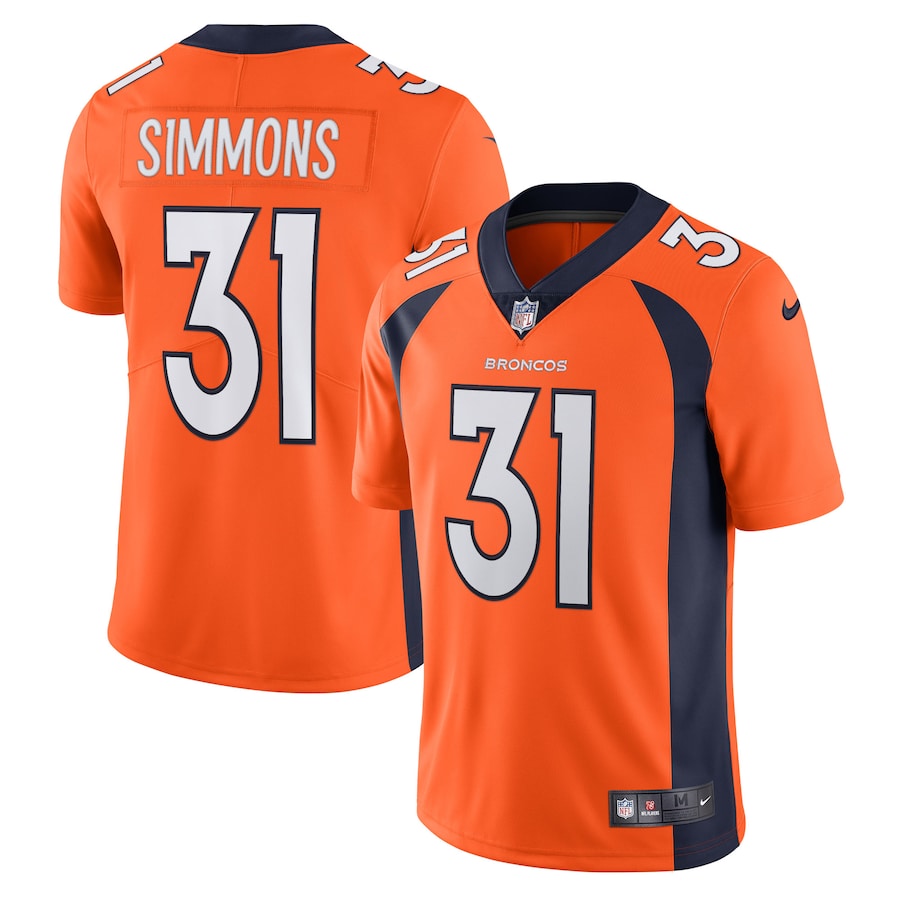 Men's - Nike Justin Simmons Orange Denver Broncos Vapor Limited Jersey