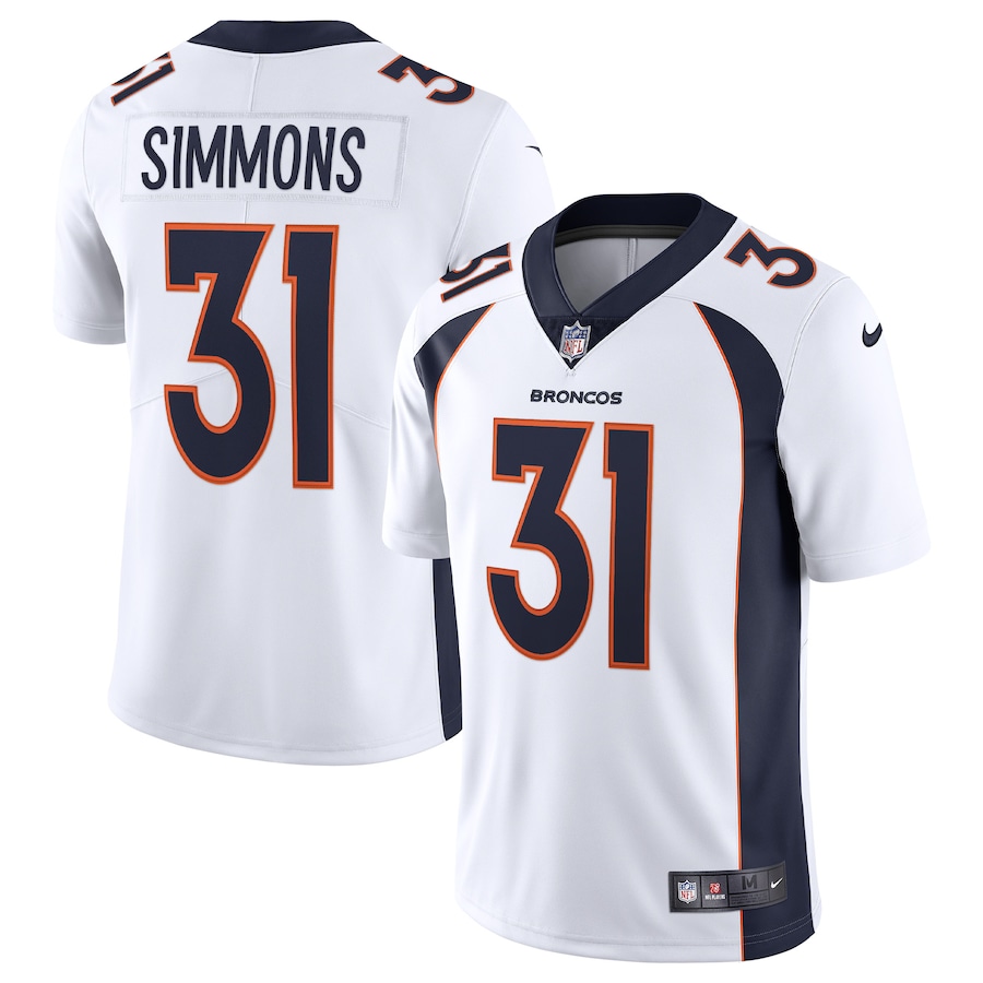 Men's - Nike Justin Simmons White Denver Broncos Vapor Limited Jersey