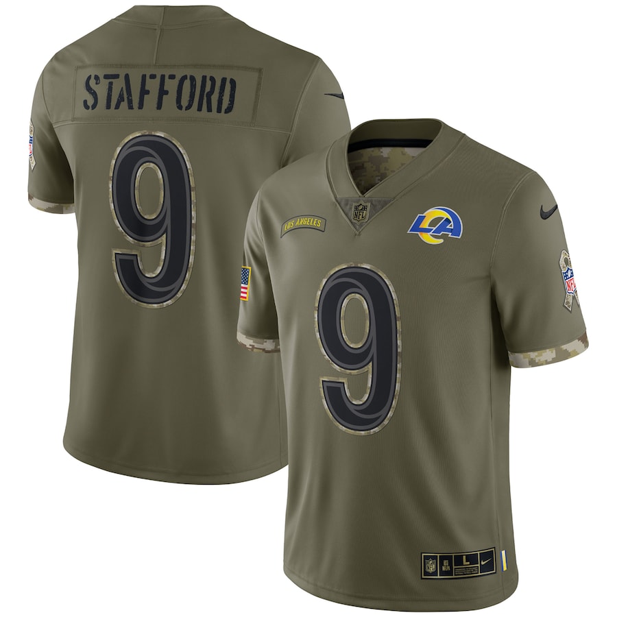 Men's - Nike Matthew Stafford Olive Los Angeles Rams 2022 Salute To Service Limited Jersey Men's - Nike Matthew Stafford Olive Los Angeles Rams 2022 Salute To Service Limited Jersey