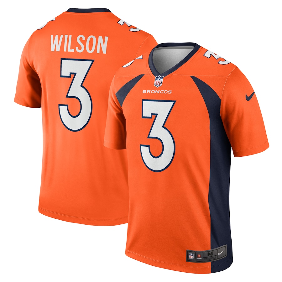 Men's - Nike Russell Wilson Orange Denver Broncos Legend Jersey