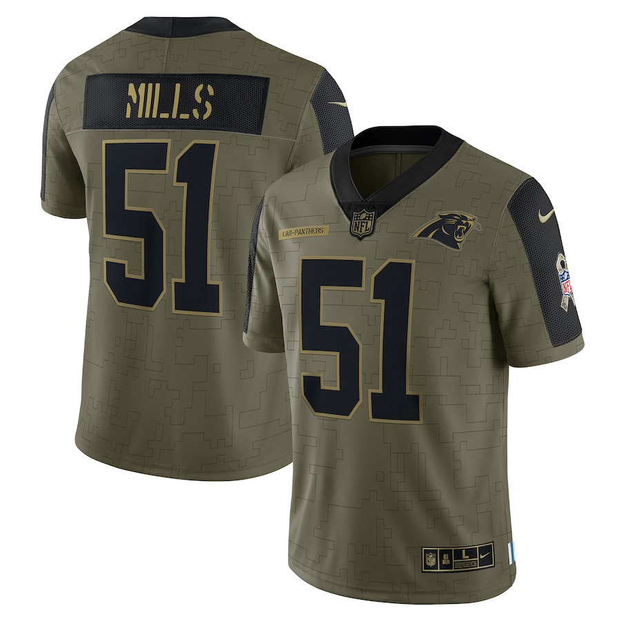 Men's - Nike Sam Mills Olive Carolina Panthers 2021 Salute To Service Retired Player Limited Jersey Men's - Nike Sam Mills Olive Carolina Panthers 2021 Salute To Service Retired Player Limited Jersey