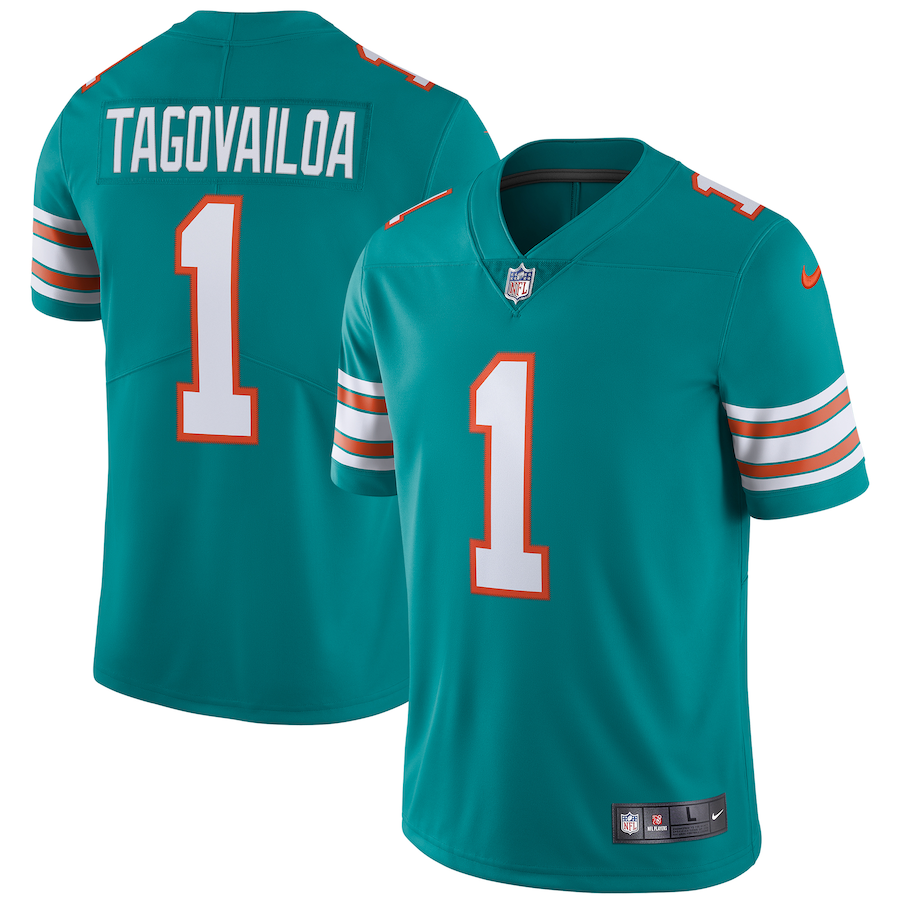 Men's - Nike Tua Tagovailoa Aqua Miami Dolphins Alternate Vapor Limited Jersey Men's - Nike Tua Tagovailoa Aqua Miami Dolphins Alternate Vapor Limited Jersey