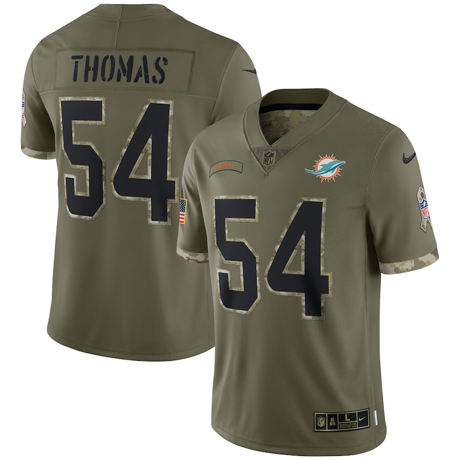 Men's - Nike Zach Thomas Olive Miami Dolphins 2022 Salute To Service Retired Player Limited Jersey Men's - Nike Zach Thomas Olive Miami Dolphins 2022 Salute To Service Retired Player Limited Jersey
