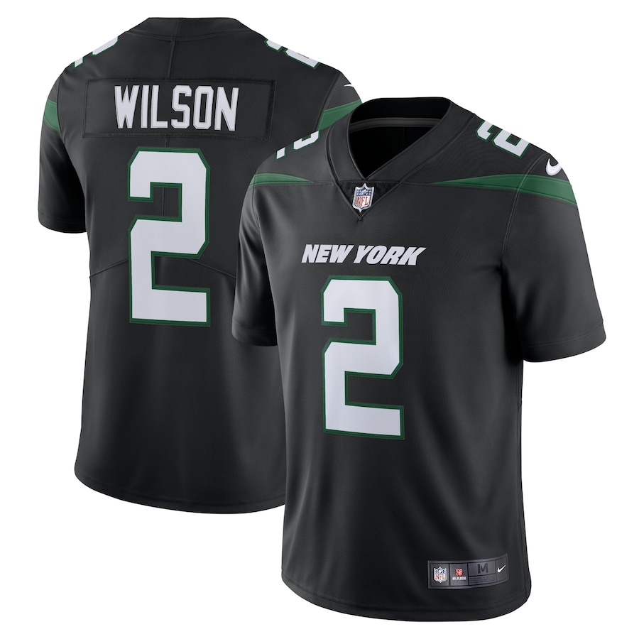 Men's - Nike Zach Wilson Stealth Black New York Jets Vapor Limited Jersey Men's - Nike Zach Wilson Stealth Black New York Jets Vapor Limited Jersey