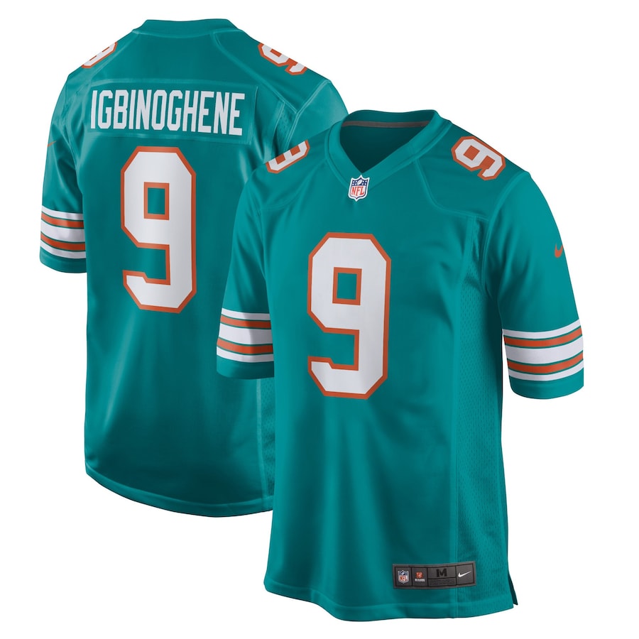 Youth - Miami Dolphins Nike Game Alternate Aqua - Noah Igbinoghene Jersey