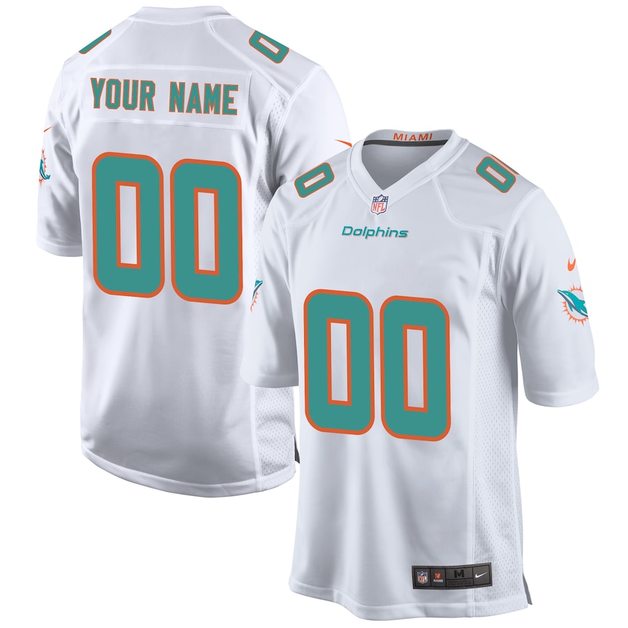 Men's - Miami Dolphins Nike Game Road White - Custom Jersey
