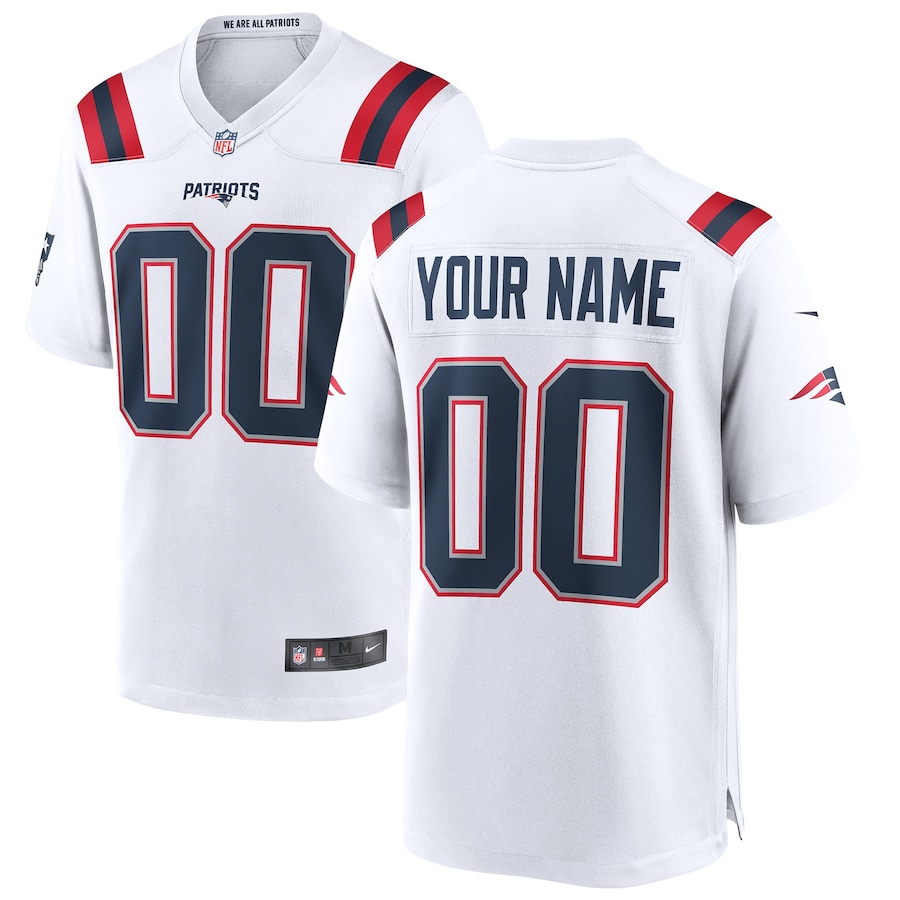 Men's - New England Patriots Nike Game Road White - Custom Jersey Men's - New England Patriots Nike Game Road White - Custom Jersey