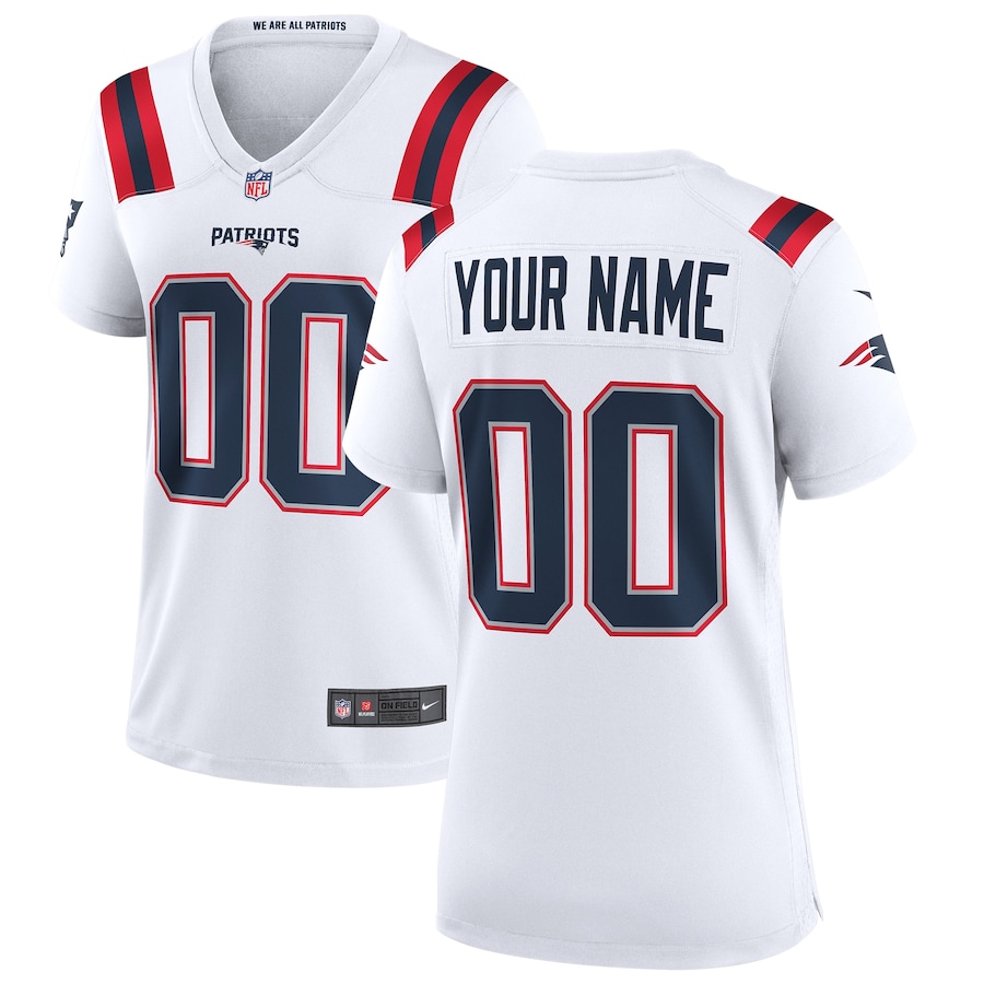 Women's - New England Patriots Nike Game Road White - Custom Jersey