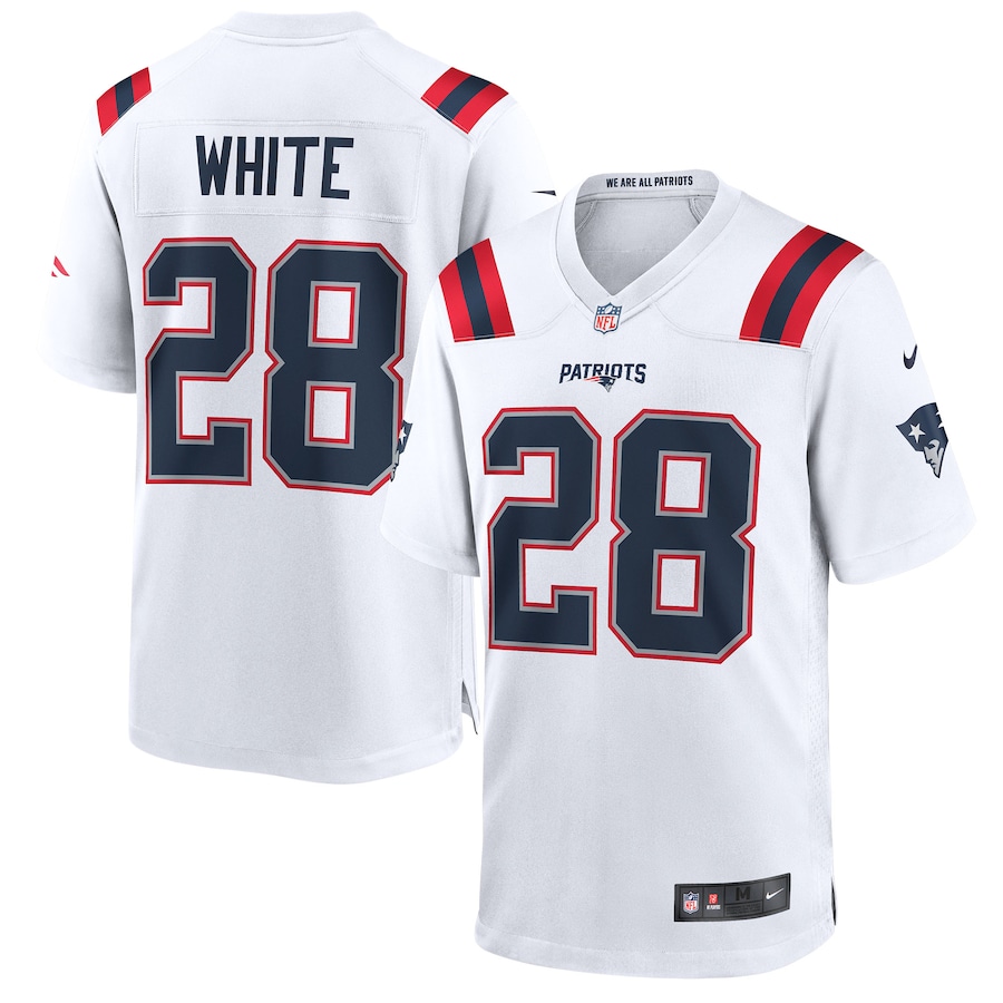 Youth - New England Patriots Nike Game Road White - James White Jersey Youth - New England Patriots Nike Game Road White - James White Jersey