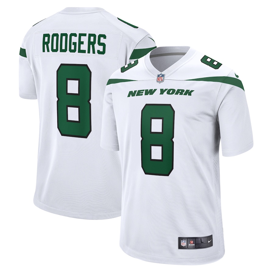 Youth - New York Jets Nike Game Road Spotlight White - Aaron Rodgers Jersey Youth - New York Jets Nike Game Road Spotlight White - Aaron Rodgers Jersey